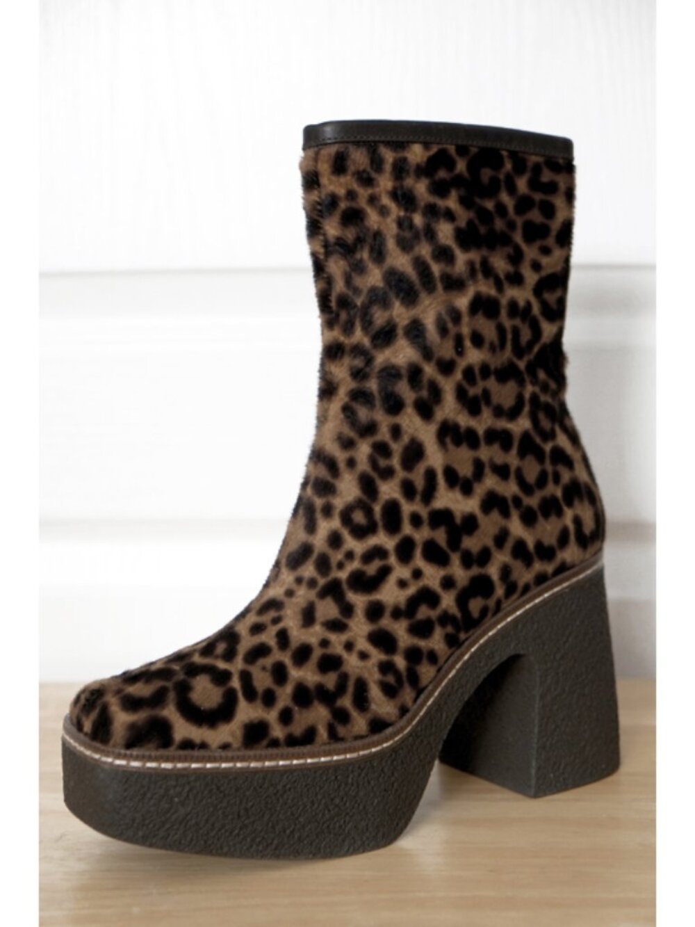 NEW Pons Quintana leopard-print ponyskin platform ankle boots